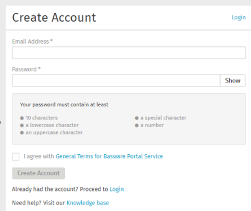 Basware Network Registration process for PDF eInvoice for Sending